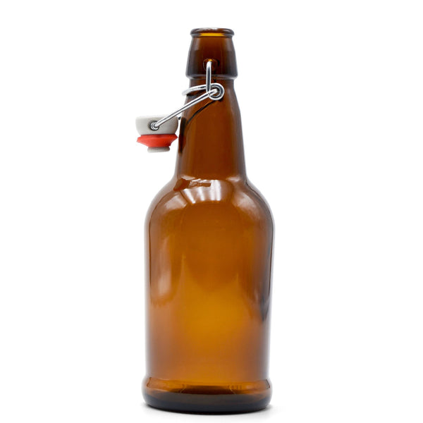 16 oz Glass Swing Top Bottles (12-Pack, Amber) - Bucha Brewers