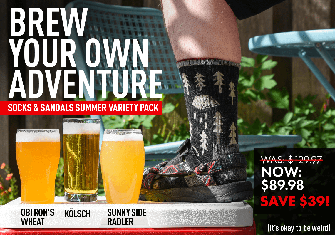 Brew Your Own Adventure. Socks & Sandals Summer Variety Pack. Was $129.97. Now $89.98. Save $39.