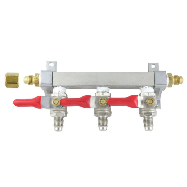 3 Way CO2 Distributor, 1/4" MFL with Shutoff