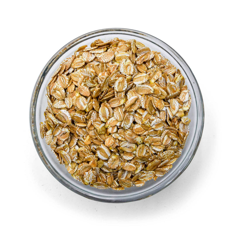 Small bowl of Flaked Rye for Brewing Beer